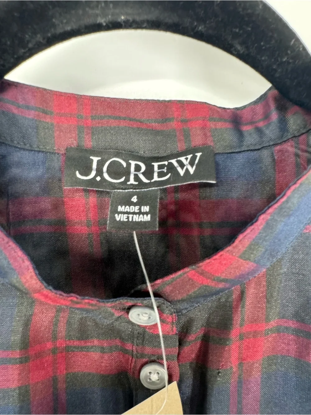 NWT J. Crew Pleated Shirt Dress Navy Red Multi Stewart Tartan Print Pleated Sz 4